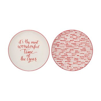 Set 2 farfurii din gresie ceramică cu motive de crăciun bloomingville joy, ⌀ 20 cm