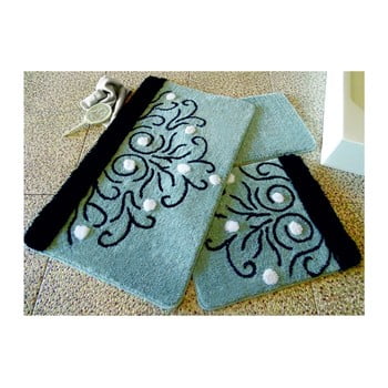 Set 3 covoare baie forest, albastru