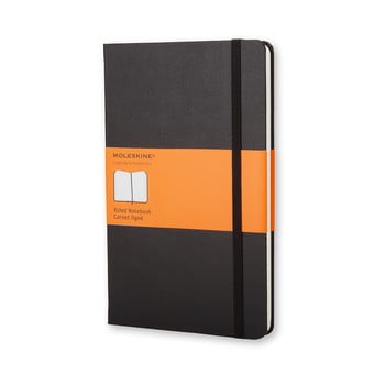 Caiet cu copertă rezistentă moleskine, 192 pag., negru, hârtie dictando