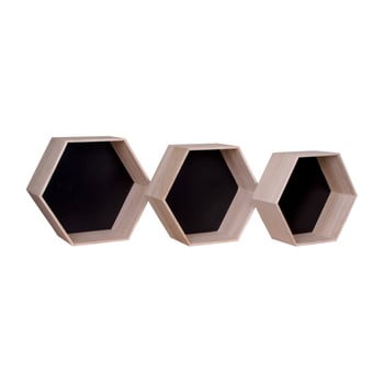 Set 3 rafturi de lemn house nordic garda, negru