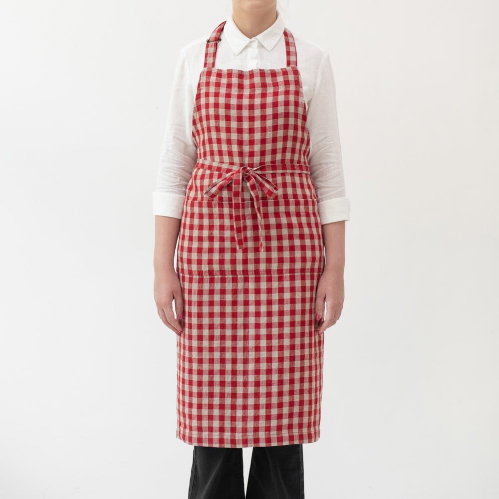 Lněná zástěra Red Gingham – Linen Tales