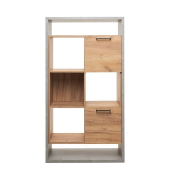 Bibliotecă cu detalii în decor de lemn intertrade momo, gri