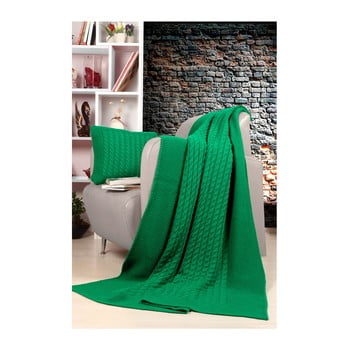 Set pătură și pernă kate louise tricot sultan, verde