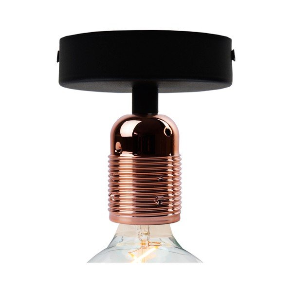 Černé stropní svítidlo s měděnou objímkou Bulb Attack Uno Basic