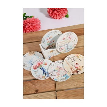 Set 6 suport din bambus pentru pahar kosova cute, 12 cm