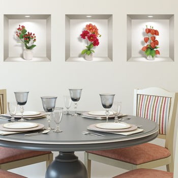 Set 3 autocolante 3d pentru perete ambiance dahlia