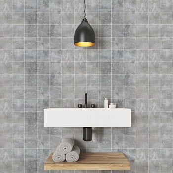 Set 24 autocolante pentru perete ambiance grey cloudy, 20 x 20 cm