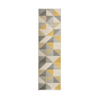 Covor flair rugs urban triangle, 60 x 220 cm, gri - galben
