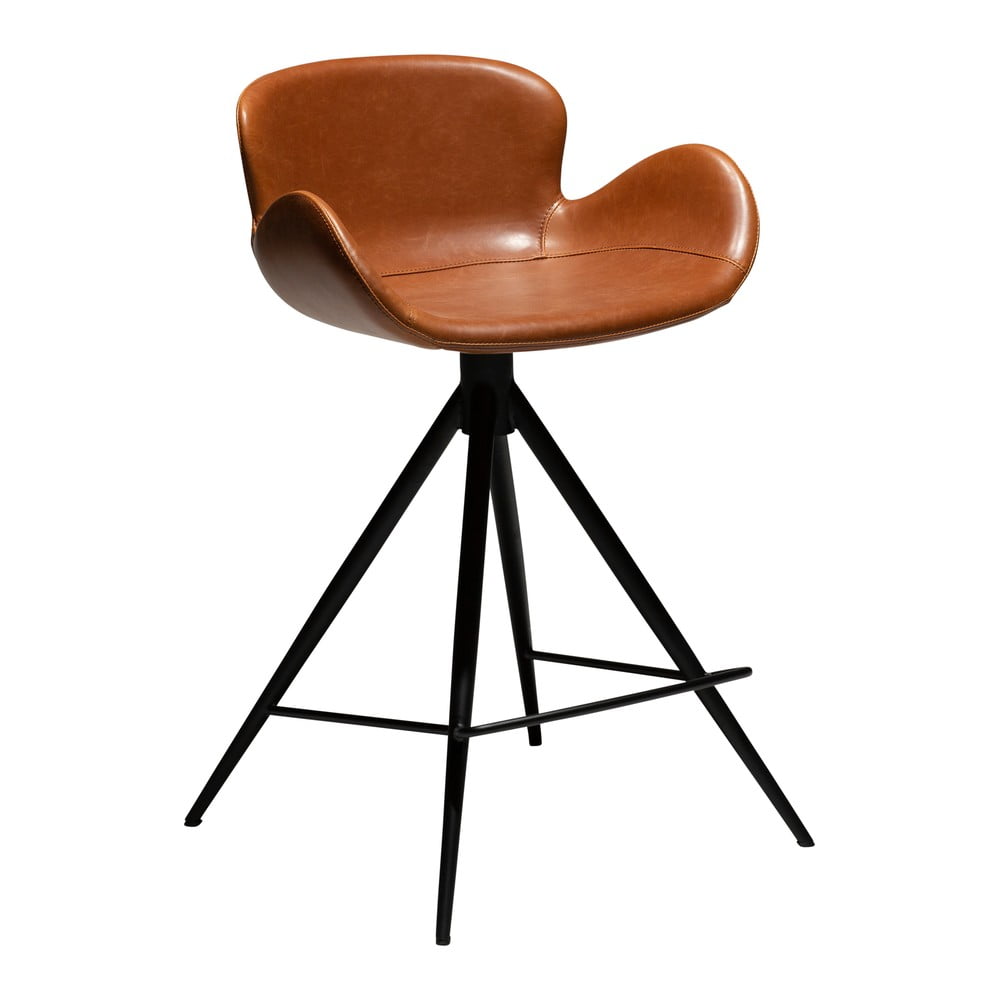 Koňakově hnědá barová židle z imitace kůže DAN–FORM Denmark Gaia, výška 87 cm