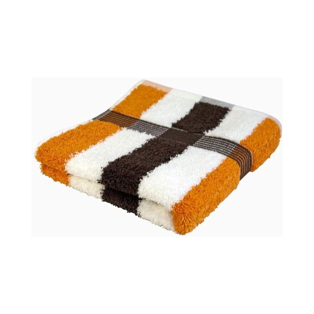 Ručník New York Strips Orange/White/Brown, 70x140 cm