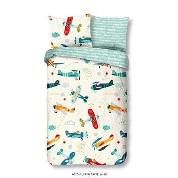 Lenjerie de pat din bumbac pentru copii good morning airplane, 140 x 200 cm