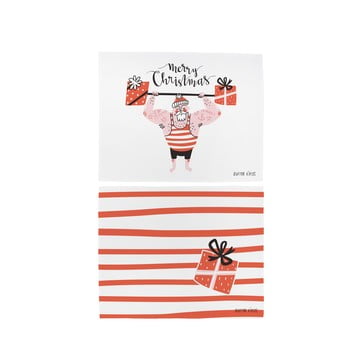 Set 2 șervețele din bumbac cu motive de crăciun butter kings training santa, 45 x 35 cm