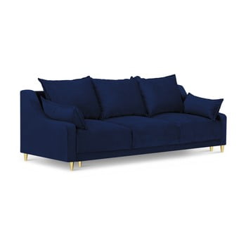 Canapea extensibilă cu 3 locuri și spațiu de depozitare mazzini sofas pansy, albastru