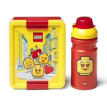 Set caserolă pentru gustări și sticlă lego® iconic, roșu-galben