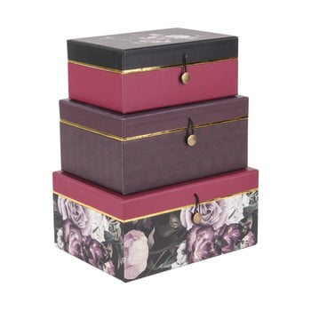 Set 3 cutii de depozitare pt living flowers