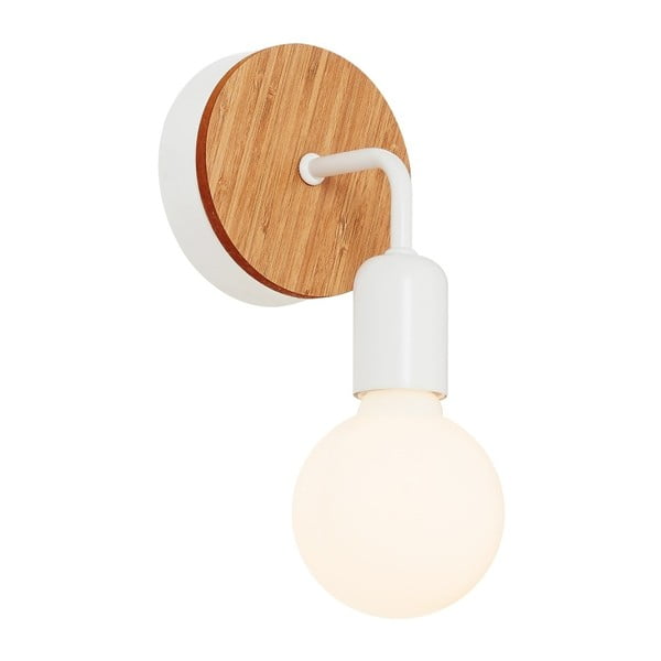 Bílé nástěnné svítidlo s dřevěným detailem Homemania Valetta
