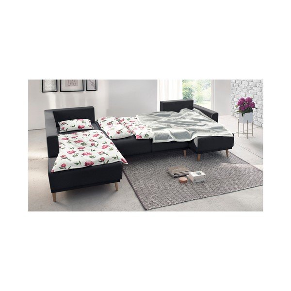 Tmavě šedá rohová rozkládací pohovka s lenoškou Bobochic Paris Panoramique XXL Mola, pravý roh