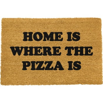 Covoraș intrare din fibre de cocos artsy doormats home is where the pizza is, 40 x 60 cm