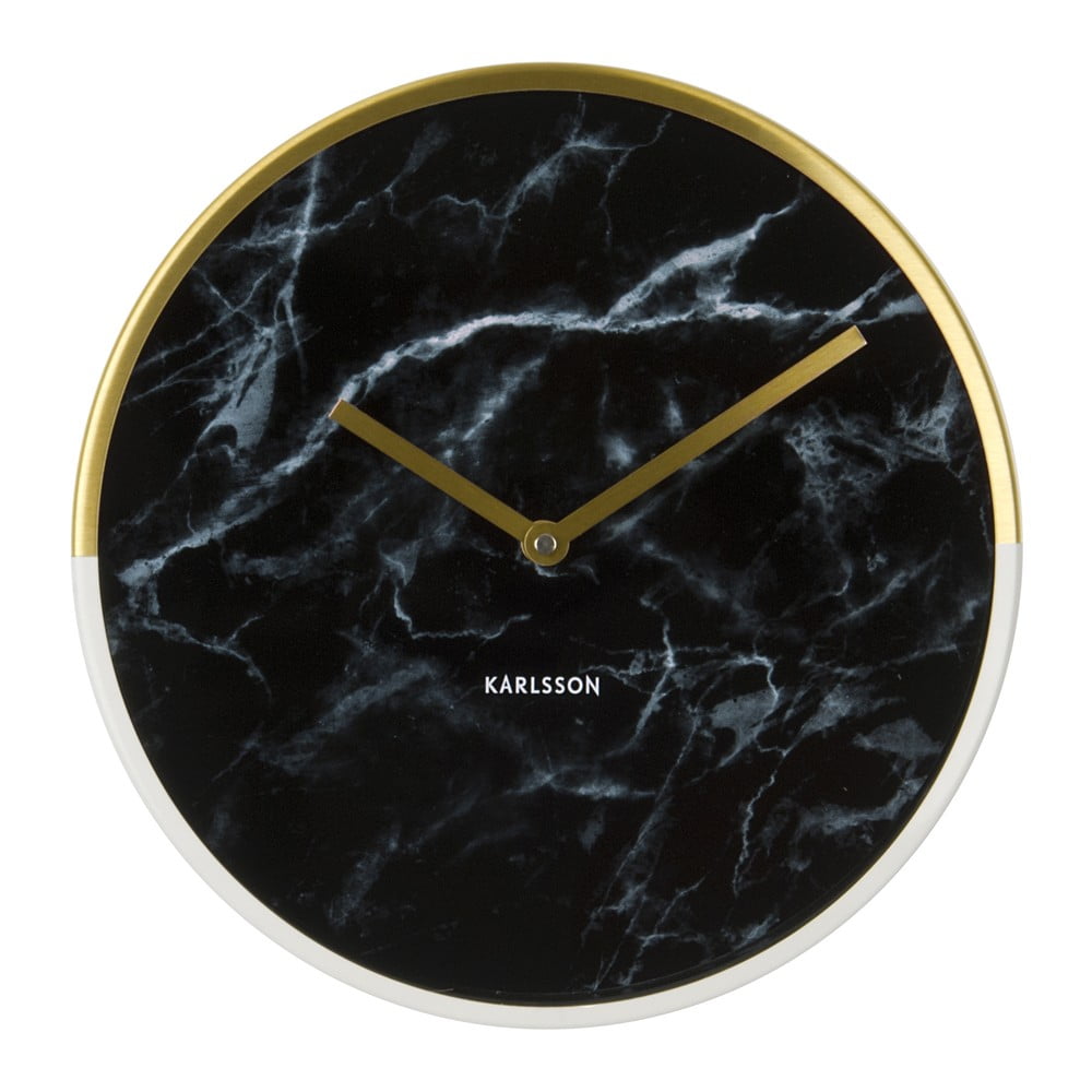 Nástěnné mramorové hodiny s ručičkami ve zlaté barvě Karlsson Marble Delight