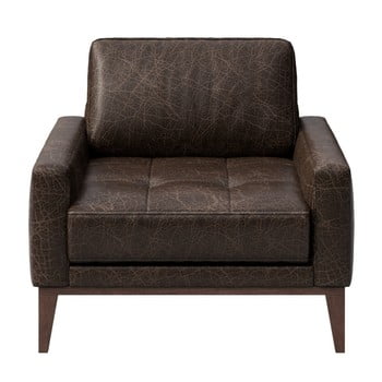 Fotoliu din piele mesonica musso tufted, maro închis
