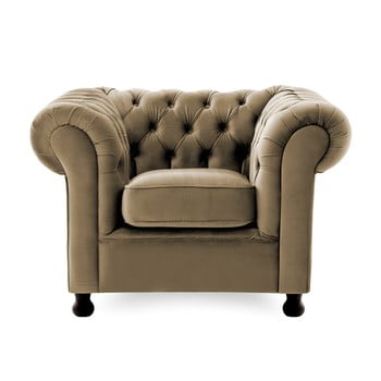 Fotoliu vivonita chesterfield, bej - gri