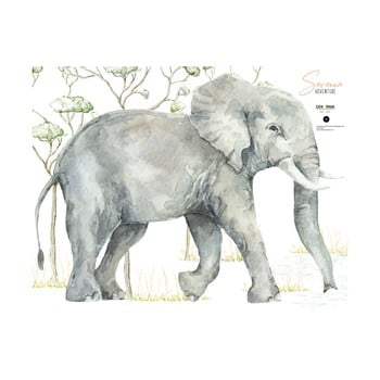Autocolant de perete Dekornik, 125 x 92 cm, elefant