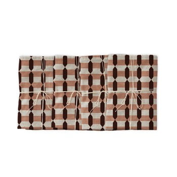 Set 4 șervețele textile linen couture garland geometric, 43 x 43 cm
