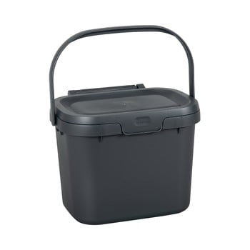 Găleată multifuncțională din plastic, cu capac, pentru bucătărie addis, 24,5 x 18,5 x 19 cm, gri închis