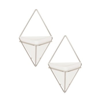 Set 2 ghivece suspendate din ceramică și cadru argintiu umbra trigg