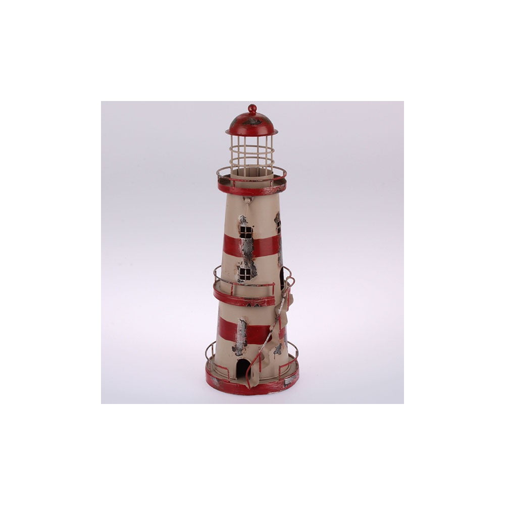 Kovový závěsný svícen Red Stripes Lighthouse, 32 cm