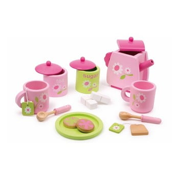 Set jucării din lemn pentru servit ceai legler pink