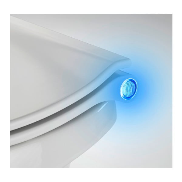 Bílé WC sedátko S LED světly a snadným zavíráním Wenko Gubbio, 44 x 36,8 cm