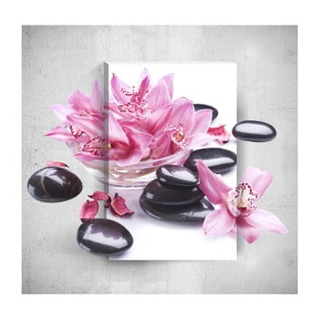 Tablou de perete 3d mosticx pink flowers with pebbles, 40 x 60 cm