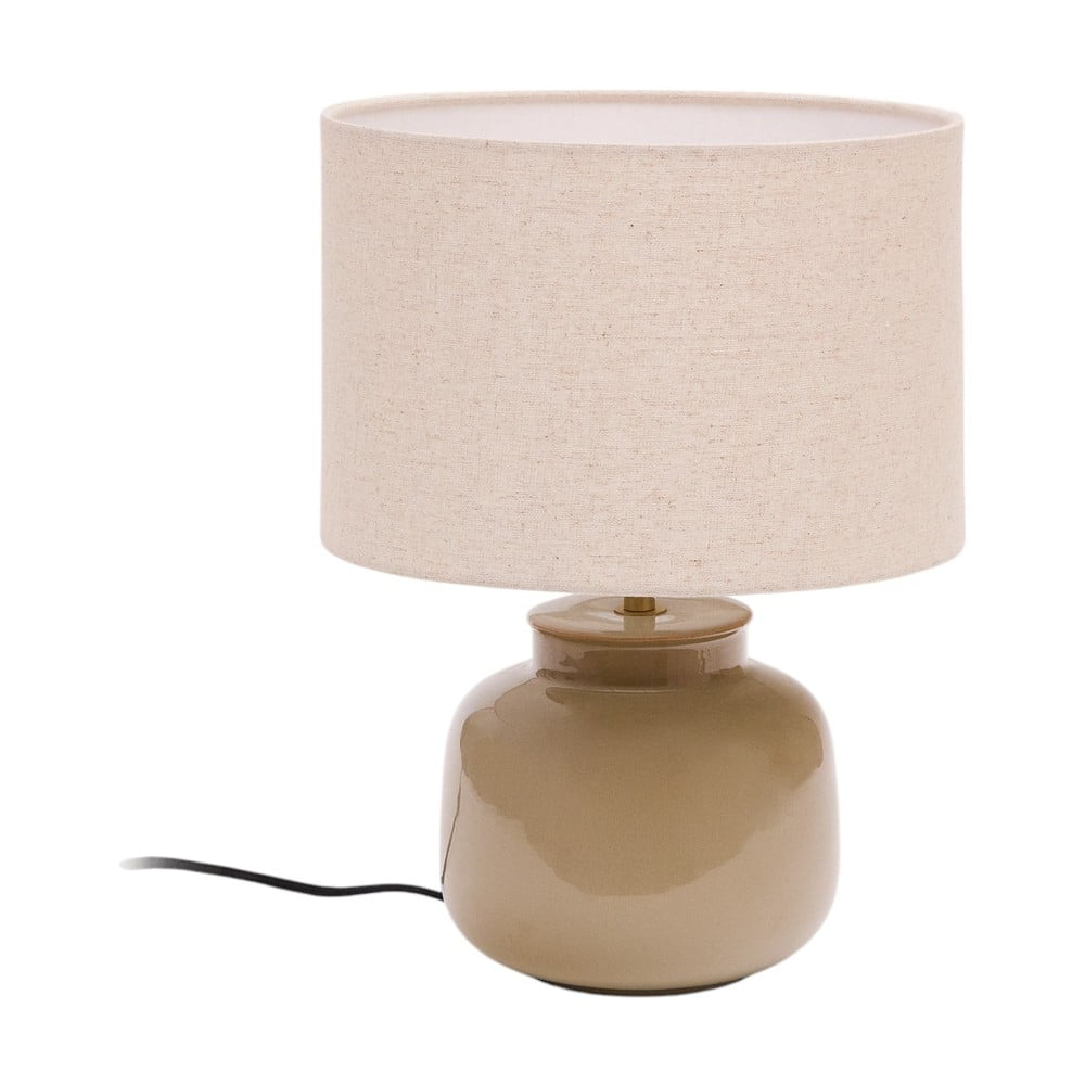 Béžová keramická stolní lampa s textilním stínidlem (výška 40 cm) Tay – Kave Home