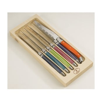 Set 6 cuțite inox pentru friptură, în cutie de lemn, london jean dubost london