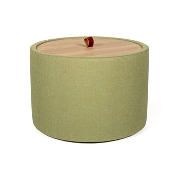 Măsuţă auxiliară cu spaţiu de depozitare şi panou detaşabil, culoare verde, ⌀ 56 cm, askala ibisco