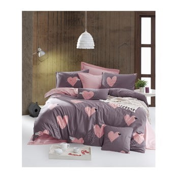 Lenjerie de pat din bumbac ranforce pentru pat de o persoană mijolnir jana dusty rose, 140 x 200 cm