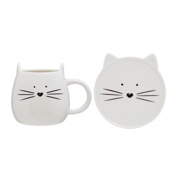 Ceașcă și farfurie premier housewares cat, 380 ml