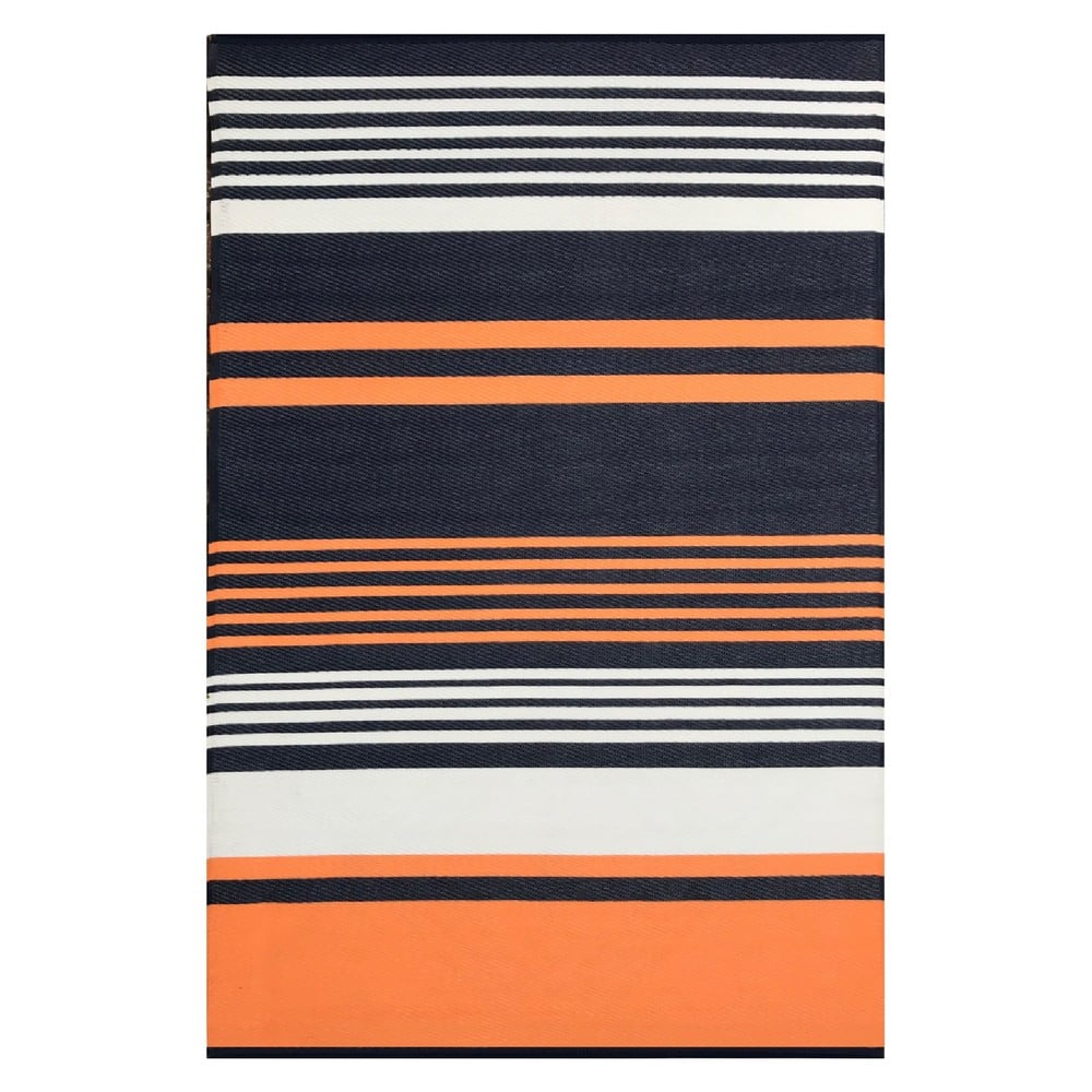 Černo-oranžový oboustranný koberec vhodný i do exteriéru Green Decore Riverene, 180 x 120 cm
