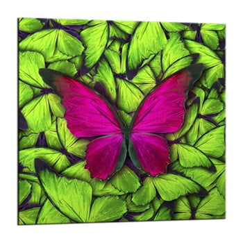Tablou styler glasspik green butterfly, 20 x 20 cm