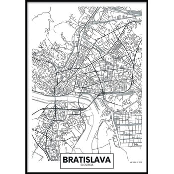 Poster cu ramă pentru perete map/bratislava, 50 x 70 cm