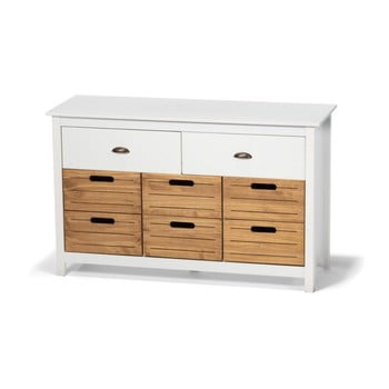 Comodă din lemn de pin și 8 sertare loomi.design ibiza, alb
