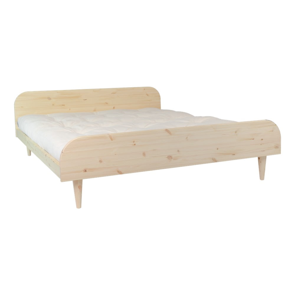 Dvoulůžková postel z borovicového dřeva s matrací Karup Design Twist Comfort Mat Natural Clear/Natural, 140 x 200 cm