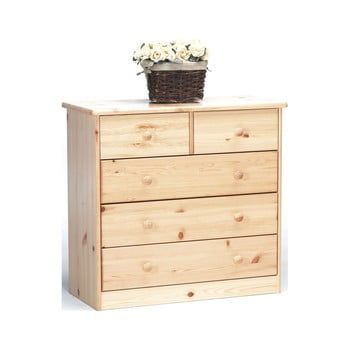 Comodă cu 5 sertare în decor natural steens mario, înălțime 73,1 cm