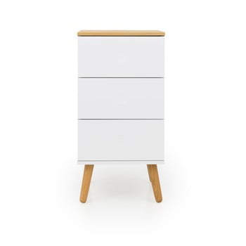Dulap cu detalii în decor de stejar și 3 sertare tenzo dot, lățime 40 cm, alb