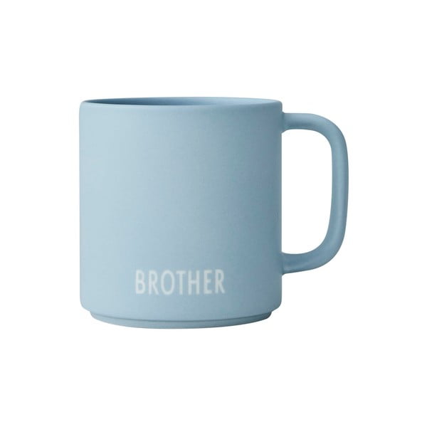 Blankytně modrý porcelánový hrnek Design Letters Siblings Brother