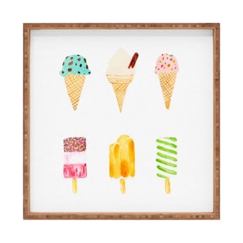 Tavă decorativă din lemn ice cream, 40 x 40 cm
