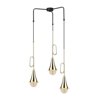 Lustră metalică cu abajur auriu opviq lights james, negru