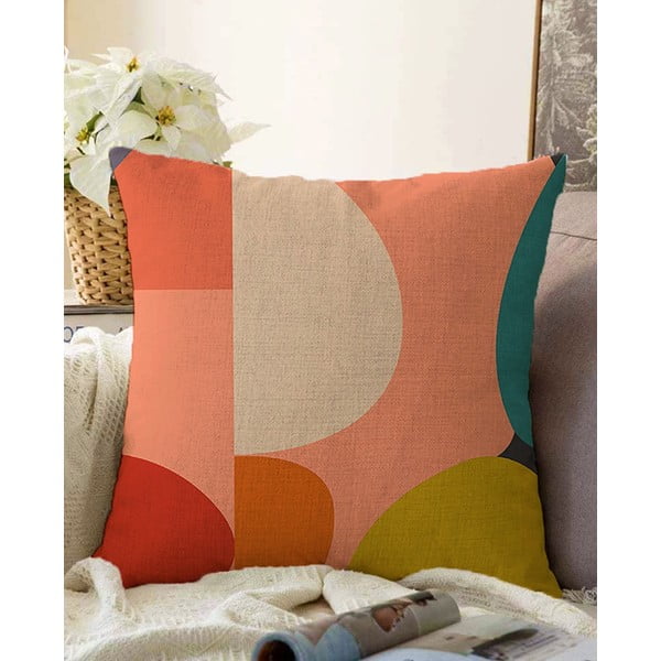 Povlak na polštář s příměsí bavlny Minimalist Cushion Covers Circles, 55 x 55 cm