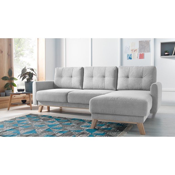 Šedá rozkládací rohová pohovka Bobochic Paris Balio Enjoy, pravý roh